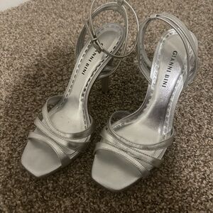 Gianni Bini Metallic Silver Strappy Heels